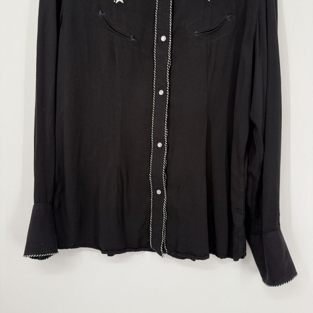 Vintage Panhandle Slim Shirt Womens XL Smile Pocket Rhinestone Stars Snap Rodeo - Picture 3 of 11